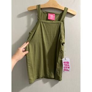 🔴One Teaspoon Green‎ Logo tank square neck size small